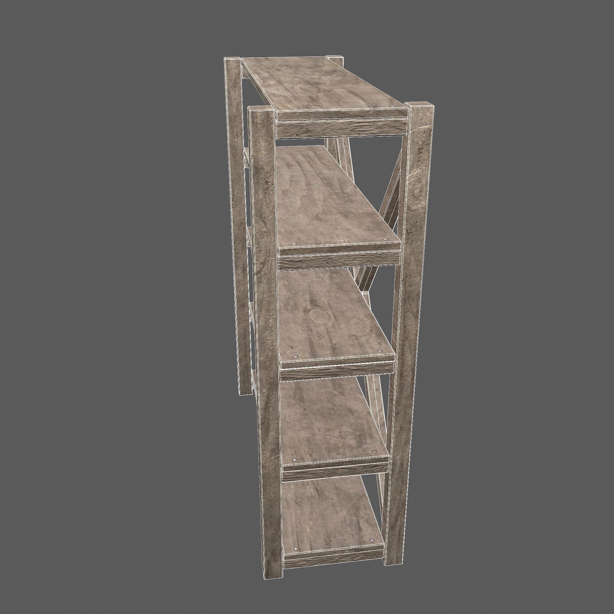Pottery Shelf Wide Low-poly 3D model_32