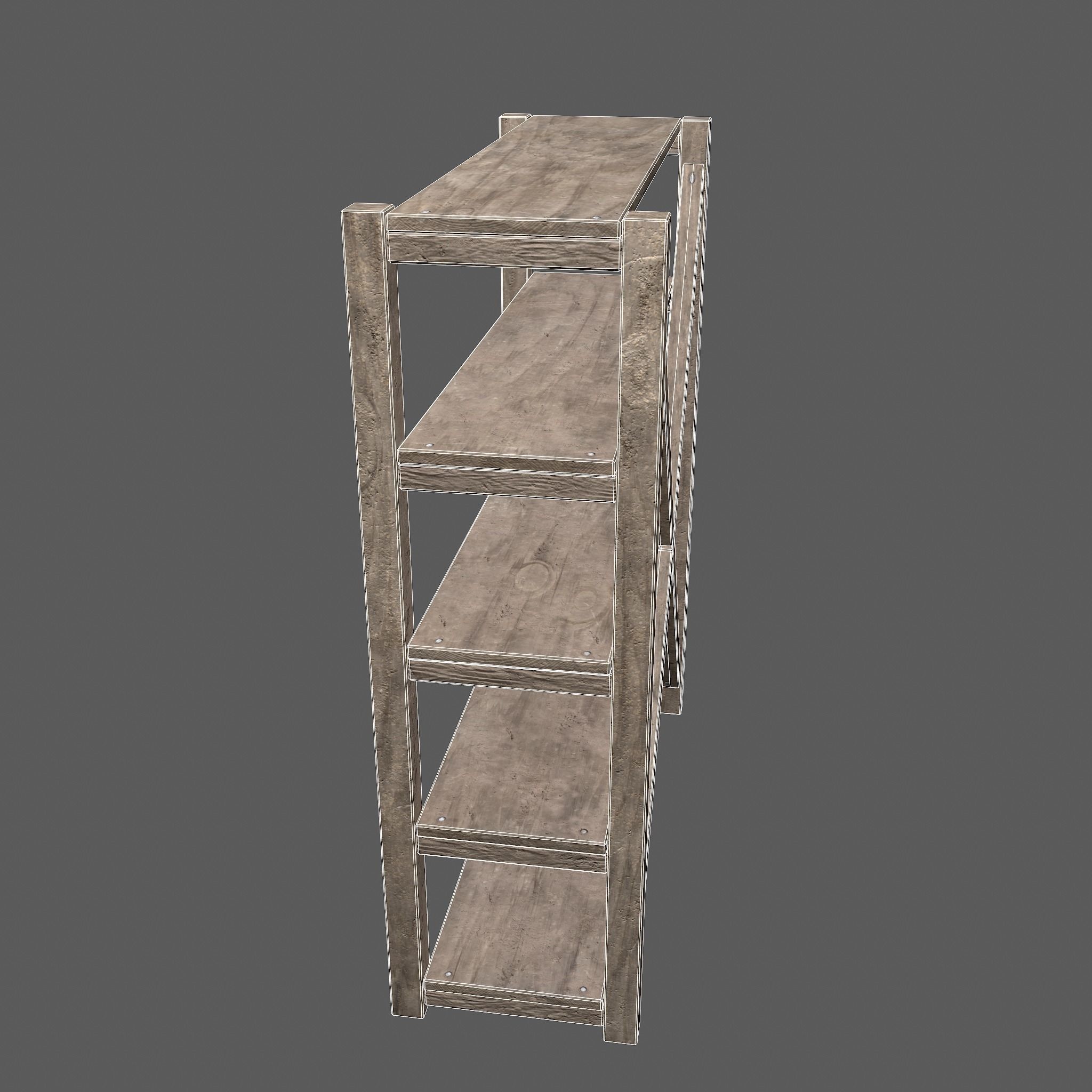Pottery Shelf Wide Low-poly 3D model_31