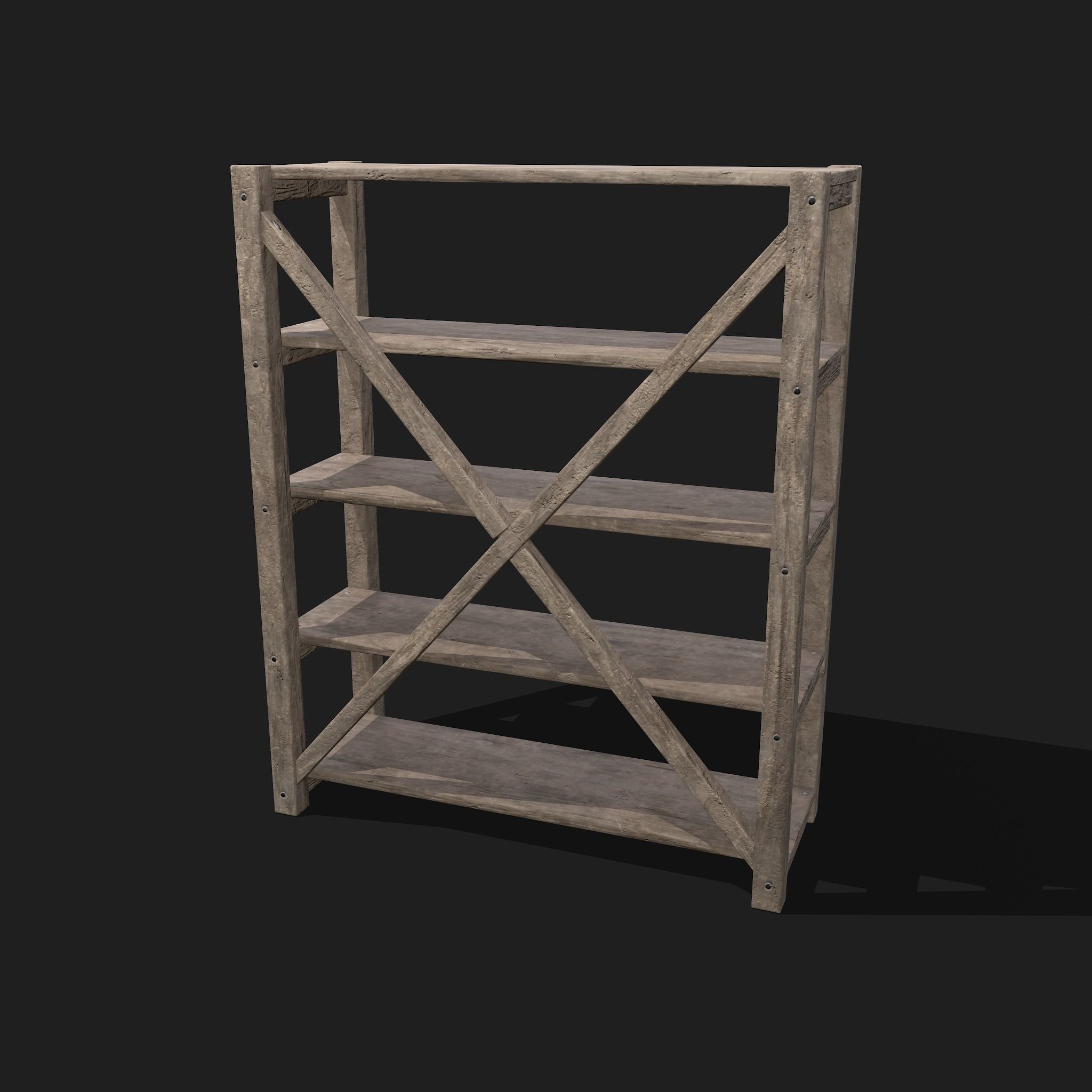 Pottery Shelf Wide Low-poly 3D model_12