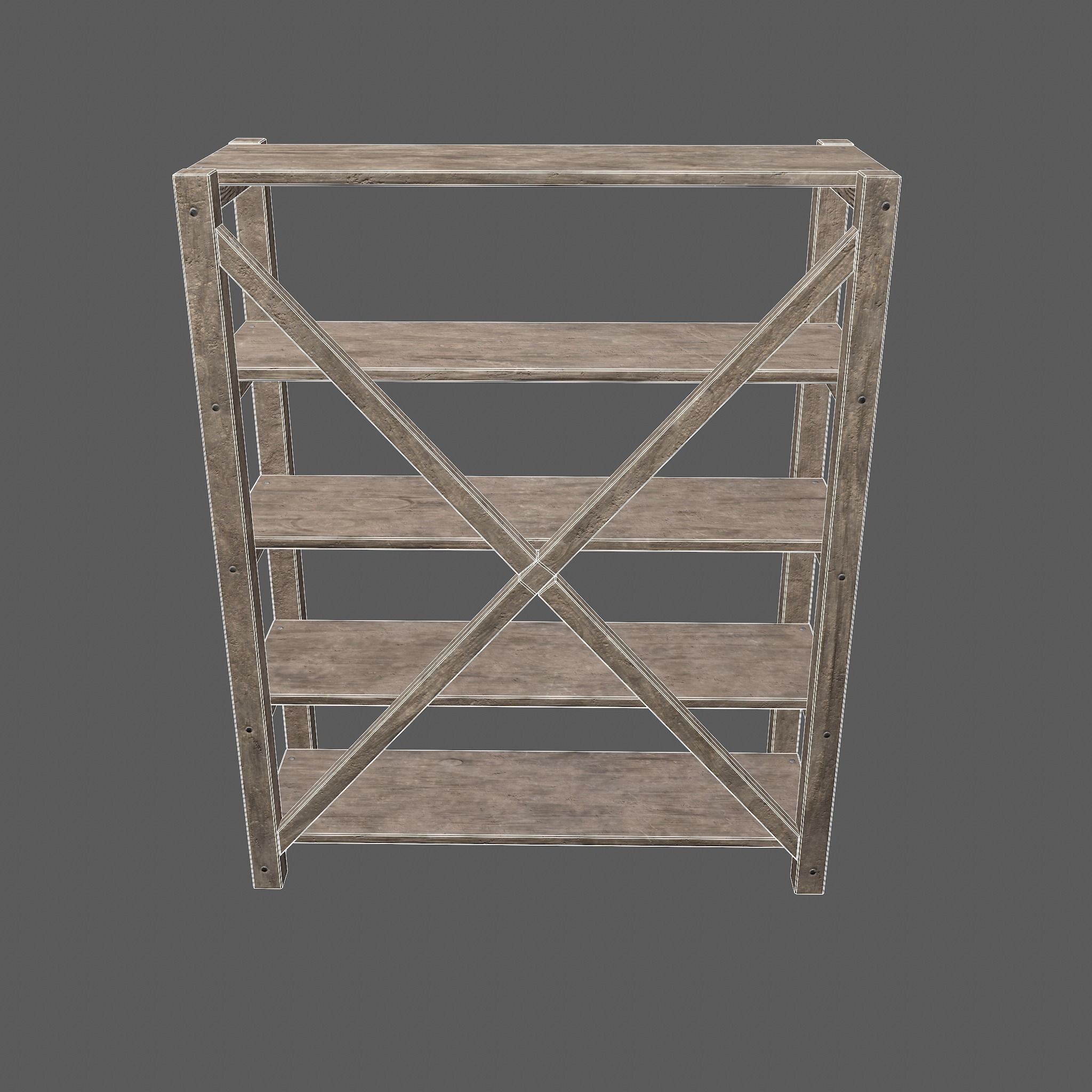 Pottery Shelf Wide Low-poly 3D model_26