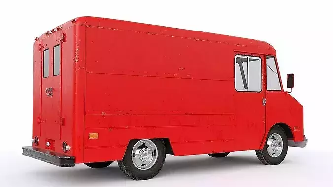 Chevrolet P30 step van  Red 1980s  Low-poly 3D model 7
