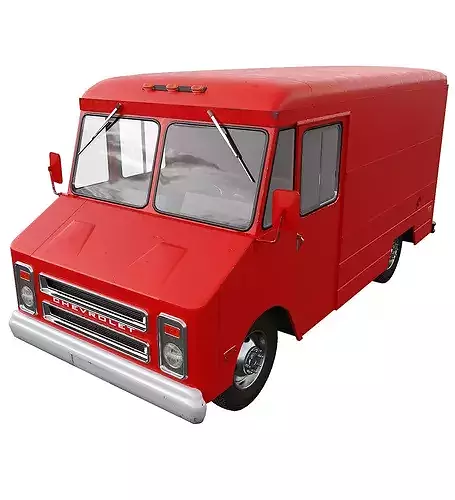 Chevrolet P30 step van  Red 1980s  Low-poly 3D model 2