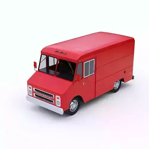 Chevrolet P30 step van  Red 1980s  Low-poly 3D model