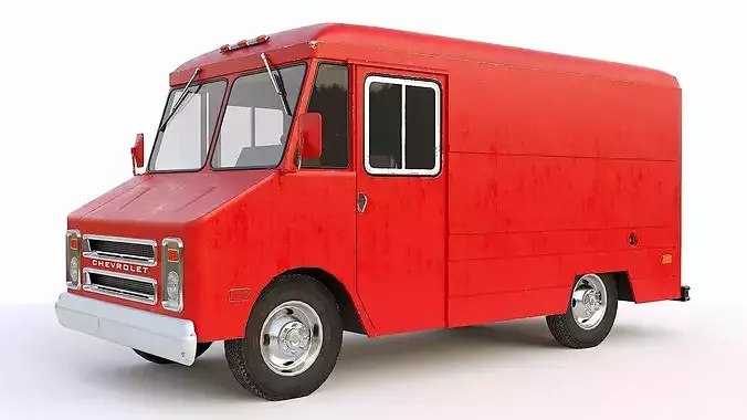 Chevrolet P30 step van  Red 1980s  Low-poly 3D model 4