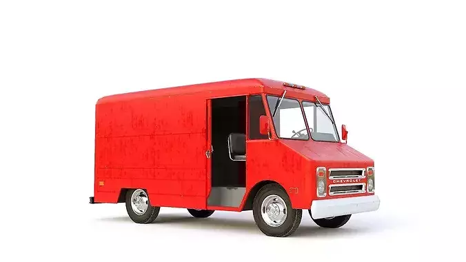 Chevrolet P30 step van  Red 1980s  Low-poly 3D model 3