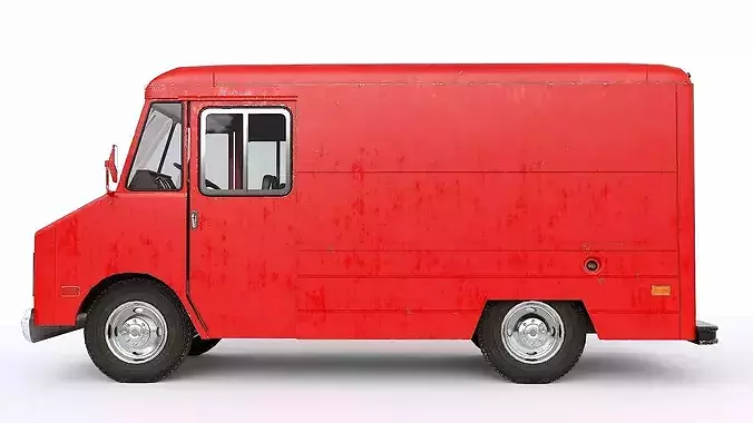 Chevrolet P30 step van  Red 1980s  Low-poly 3D model 5