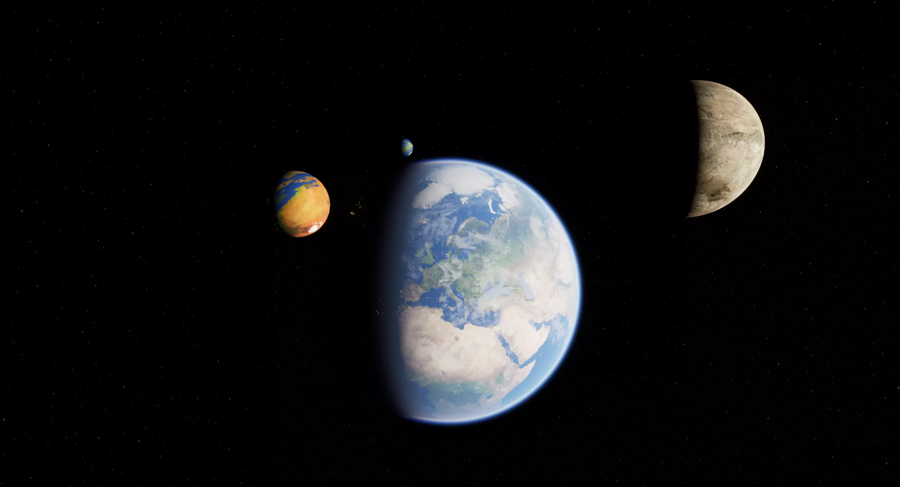 Planets and moons in space - and moons in space Low-poly 3D model