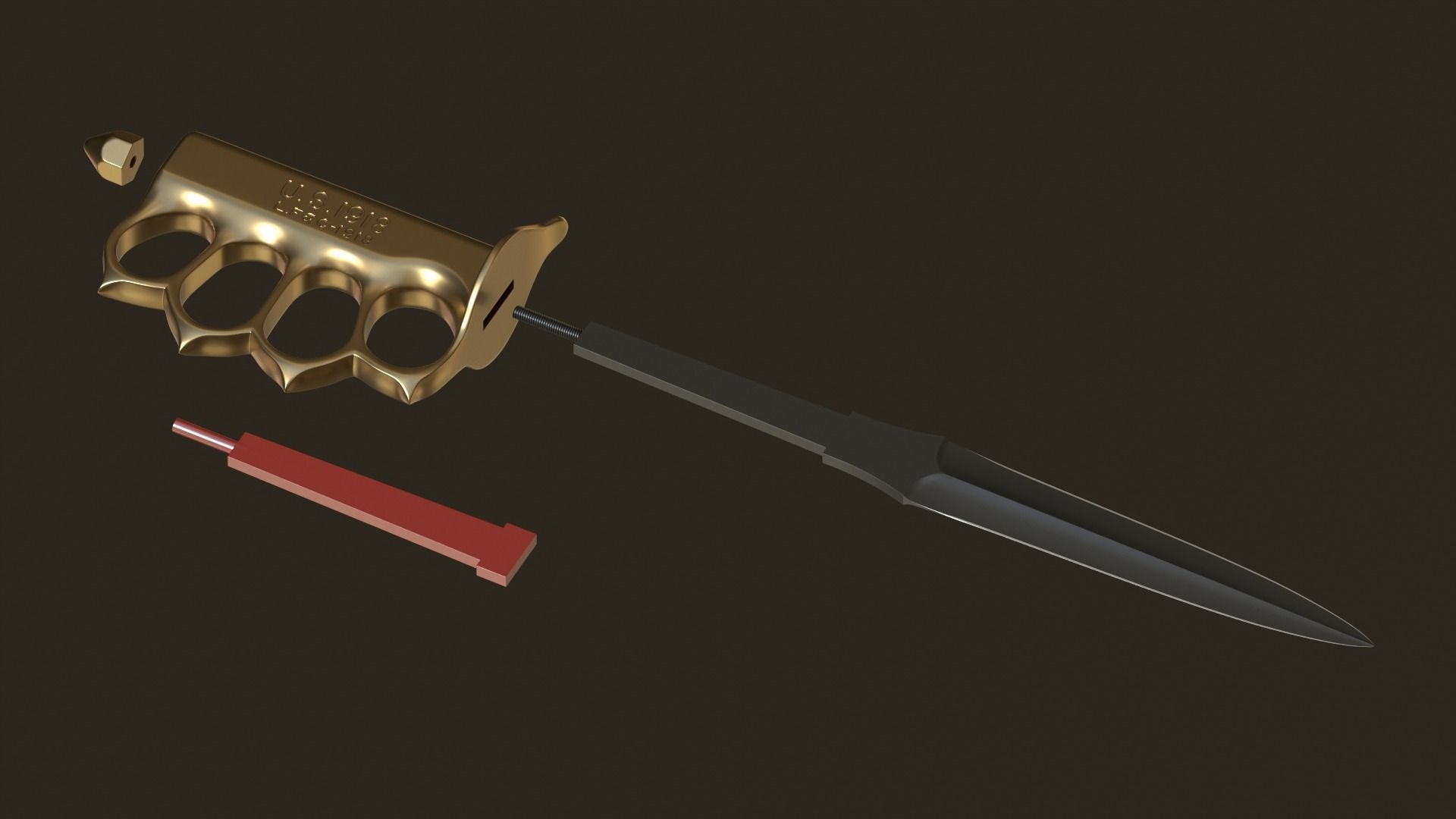 1918 mark I trench knife 3D print model_1