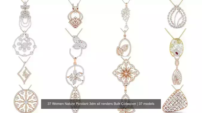 37 Women Nature Pendant 3dm stl renders Bulk Collection 
