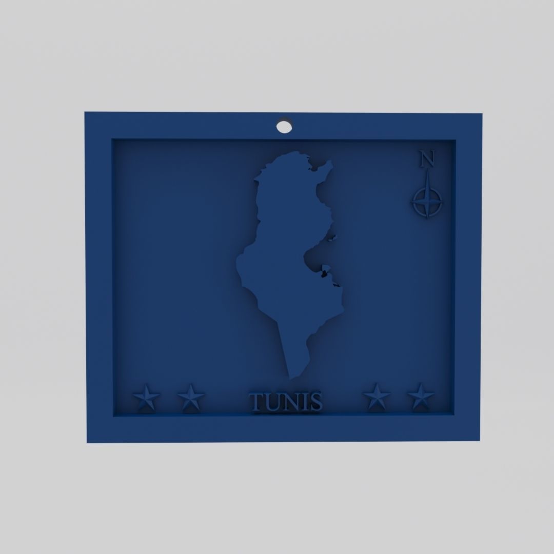 Tunisia-Tunis Map 3d Print Model 3D print model_1