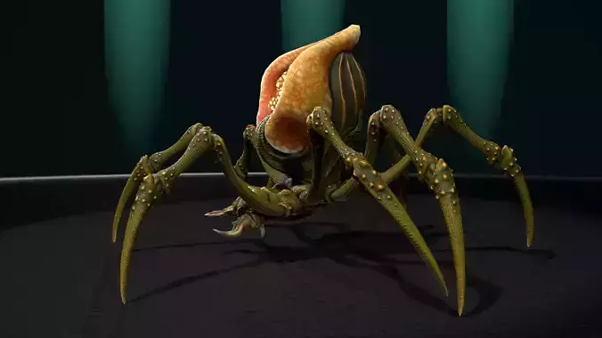 Bug 1 spider with head Low-poly 3D model