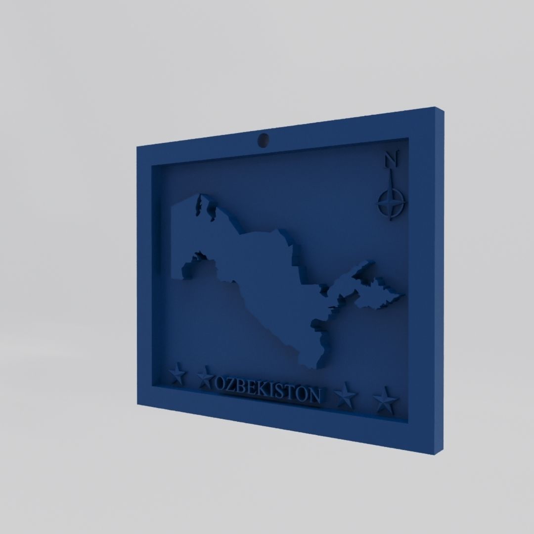 Uzbekistan-Ozbekiston Map 3d Print Model 3D print model_2