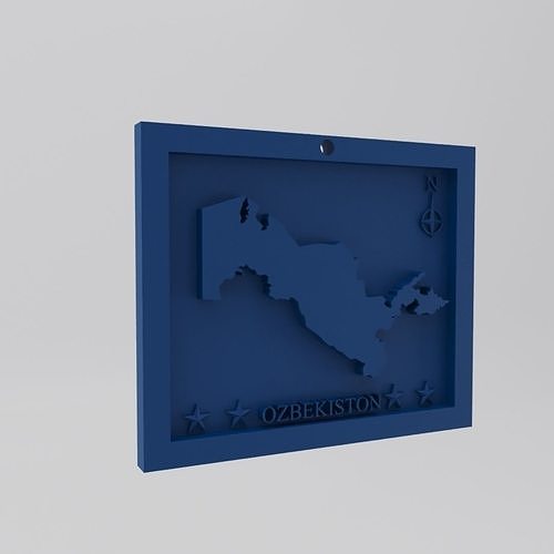 Uzbekistan-Ozbekiston Map 3d Print Model 3D print model