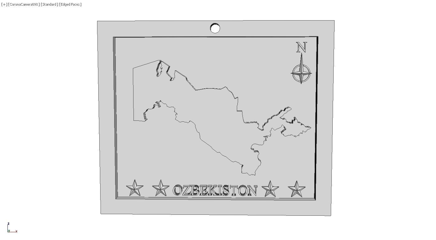 Uzbekistan-Ozbekiston Map 3d Print Model 3D print model_5