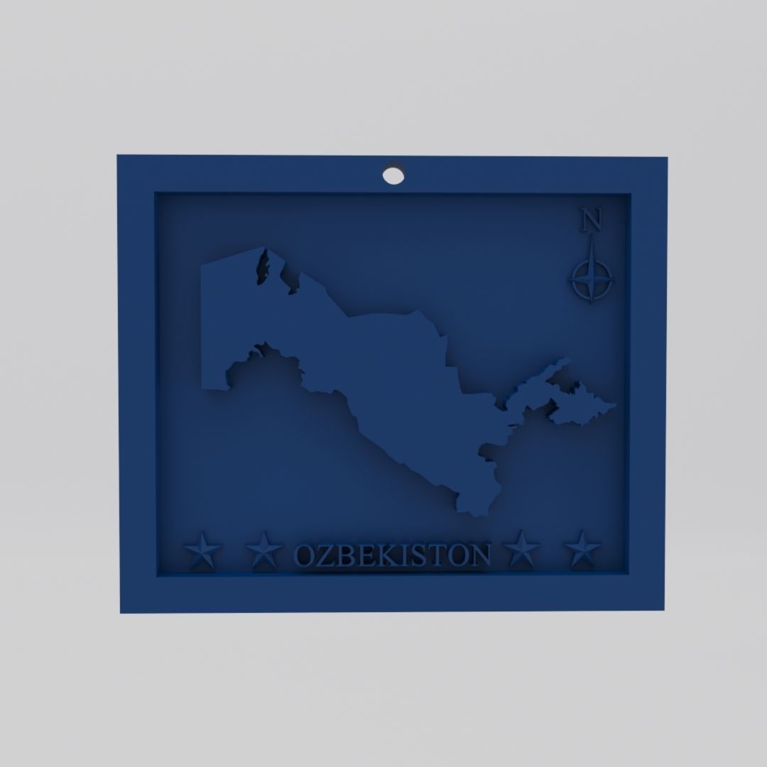 Uzbekistan-Ozbekiston Map 3d Print Model 3D print model_1