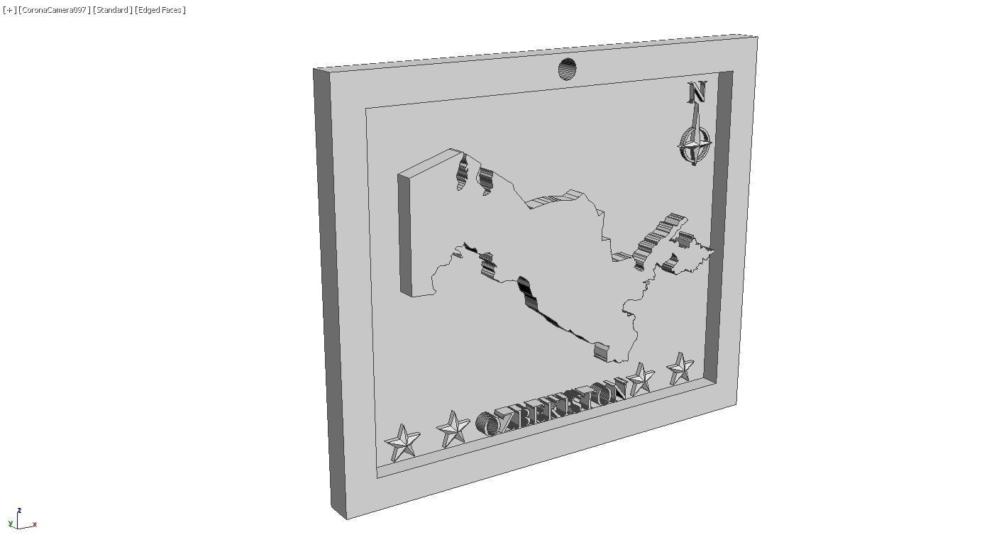 Uzbekistan-Ozbekiston Map 3d Print Model 3D print model_4