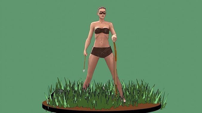 Amazon Female Bow Low-poly 3D model