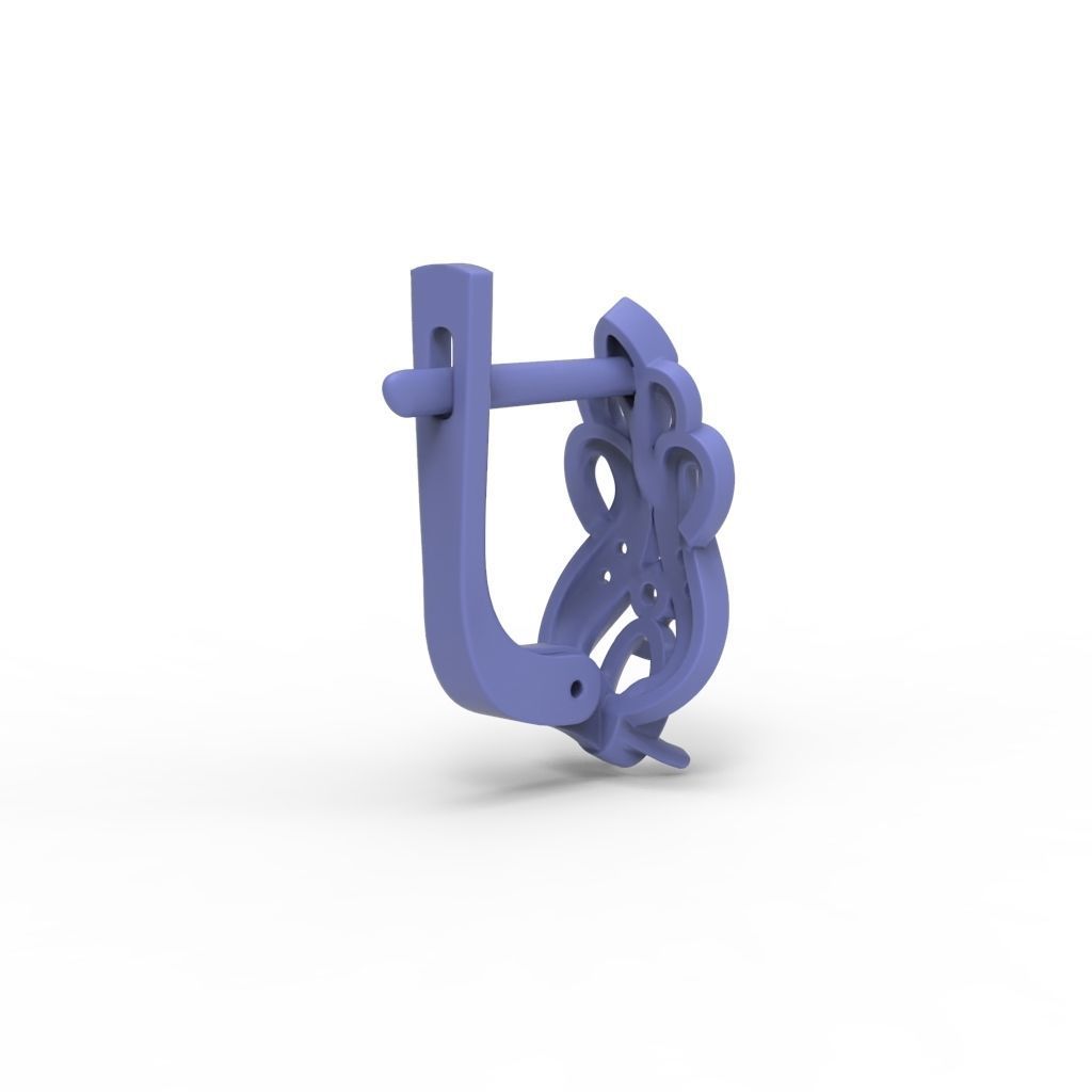 Women earrings with gems CAD 3dm stl 3D print model_18