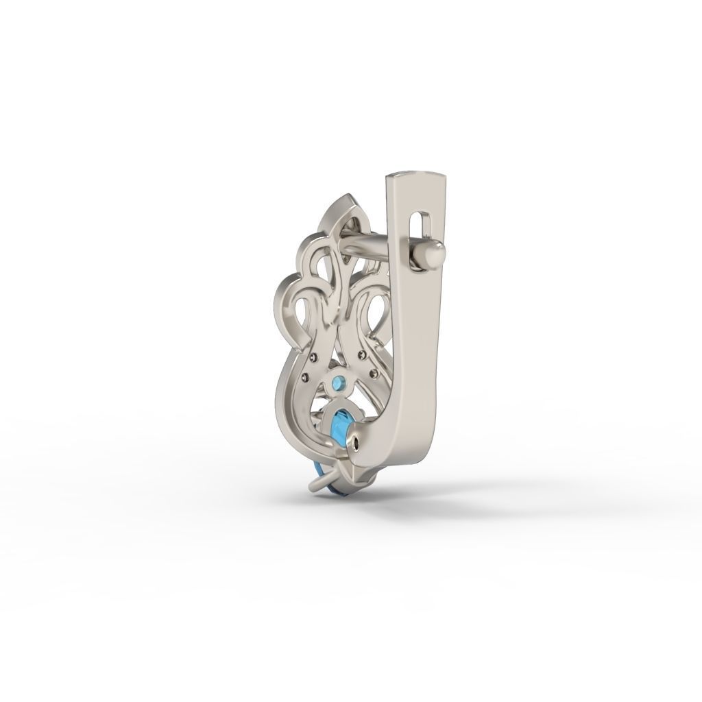 Women earrings with gems CAD 3dm stl 3D print model_8