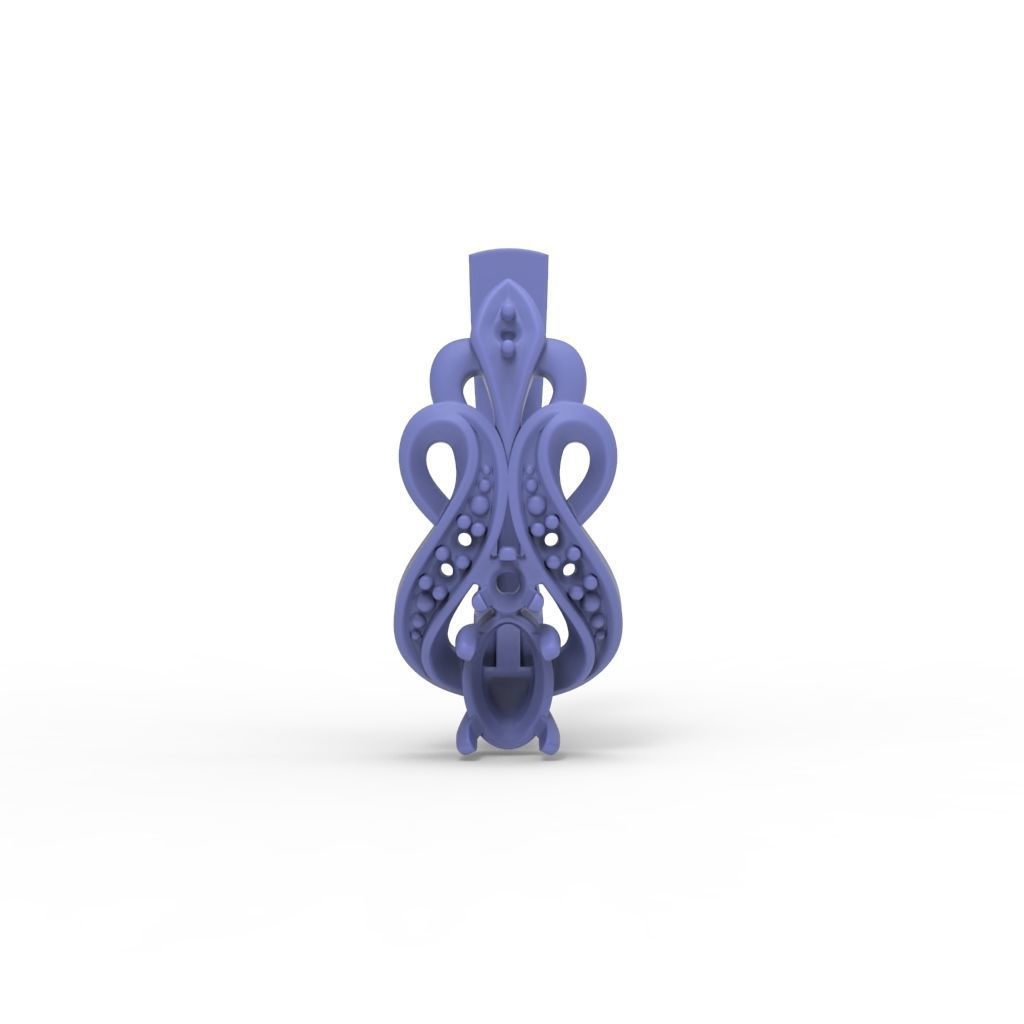 Women earrings with gems CAD 3dm stl 3D print model_15