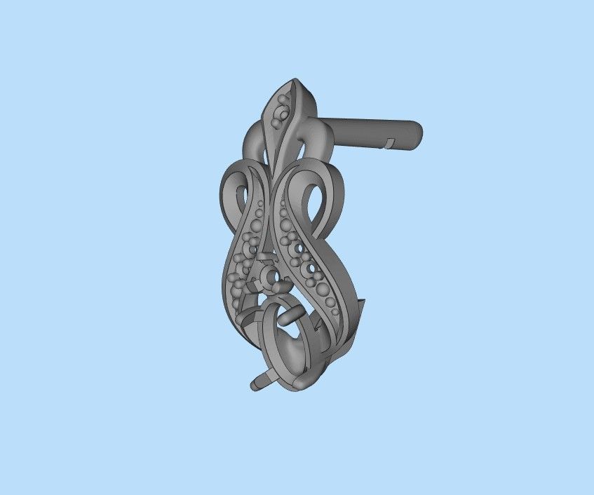Women earrings with gems CAD 3dm stl 3D print model_31