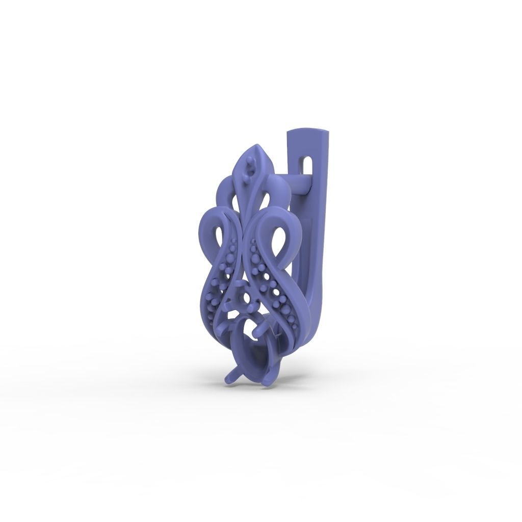 Women earrings with gems CAD 3dm stl 3D print model_14