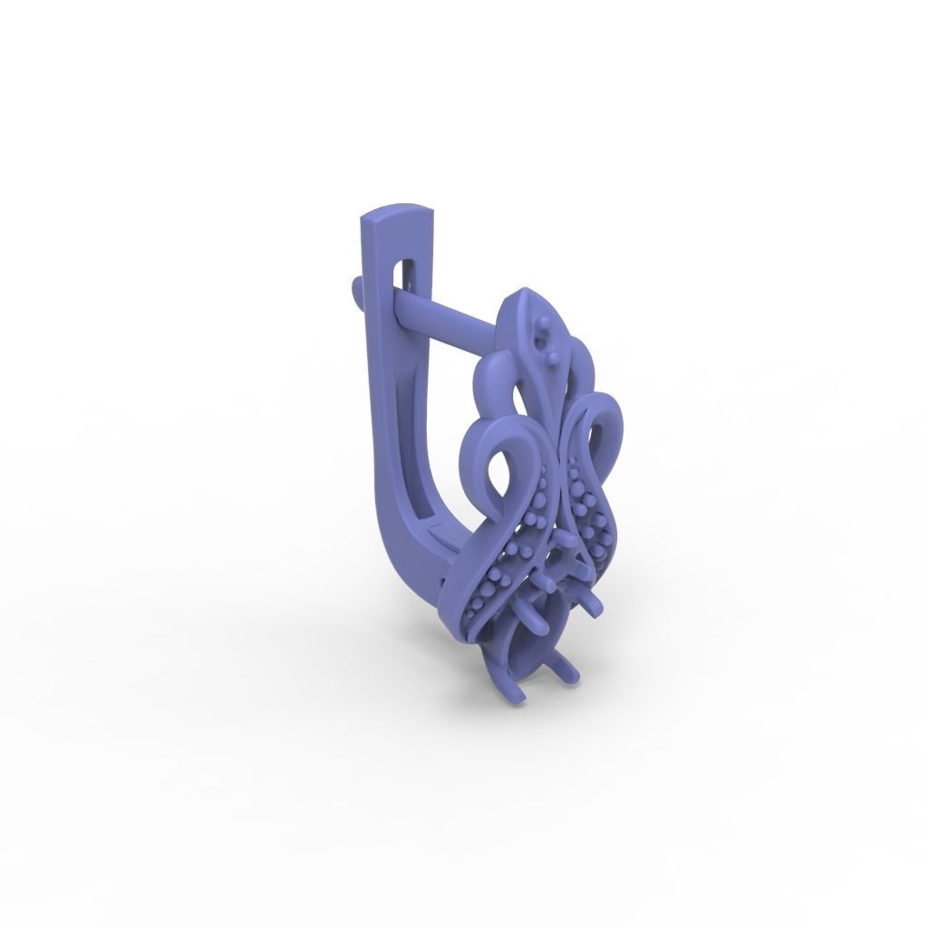 Women earrings with gems CAD 3dm stl 3D print model_20