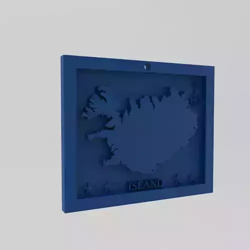 Iceland-Island Map 3d Print Model