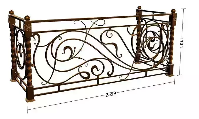Wrought iron balcony railing 3D model