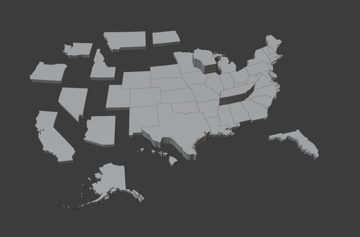 Geography - United States Low-poly 3D model_2
