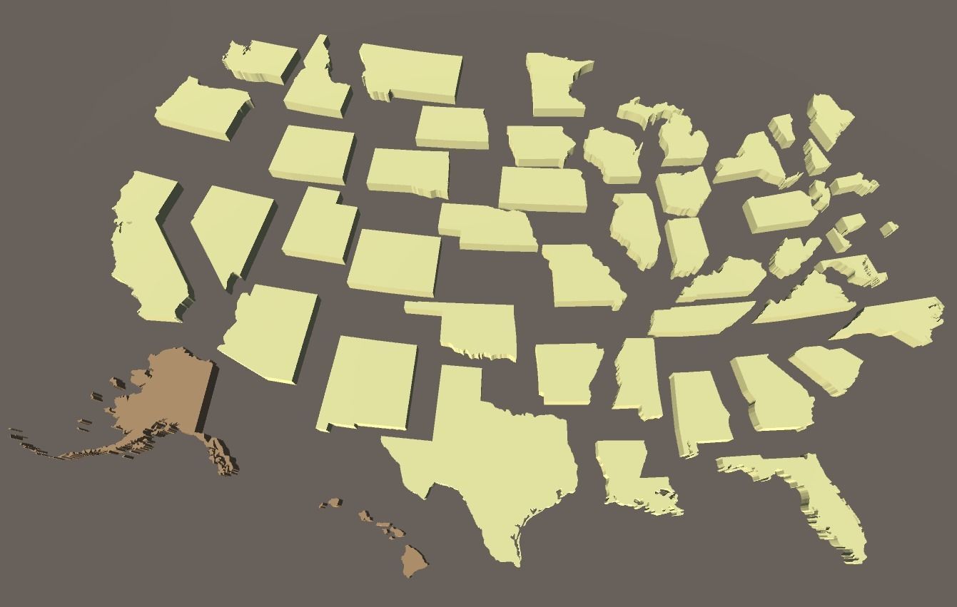 Geography - United States Low-poly 3D model_8