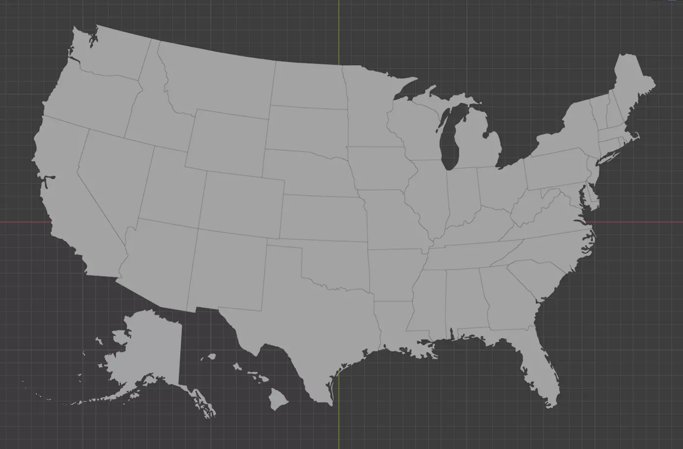 Geography - United States Low-poly 3D model_0