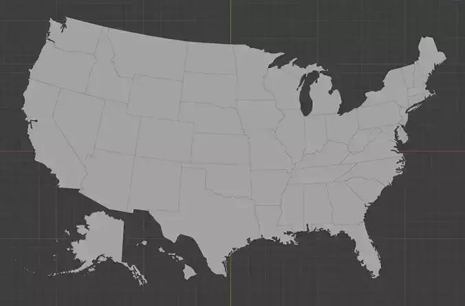 Geography - United States Low-poly 3D model