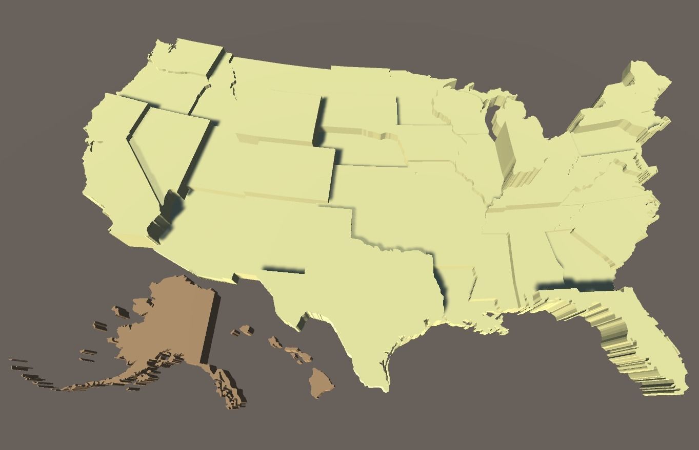 Geography - United States Low-poly 3D model_9
