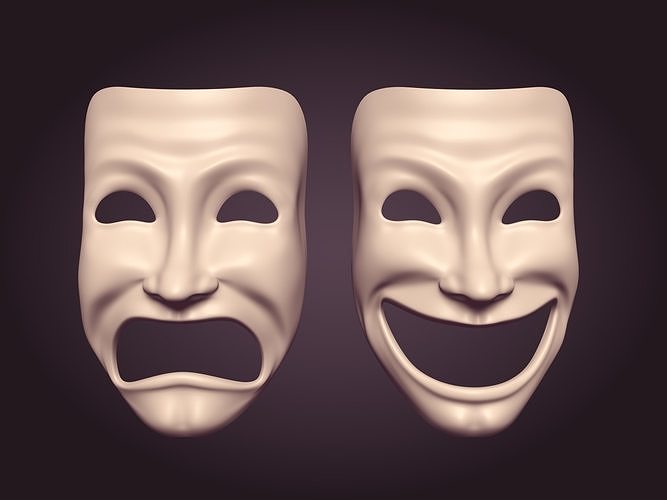 Theater Masks Low-poly 3D model