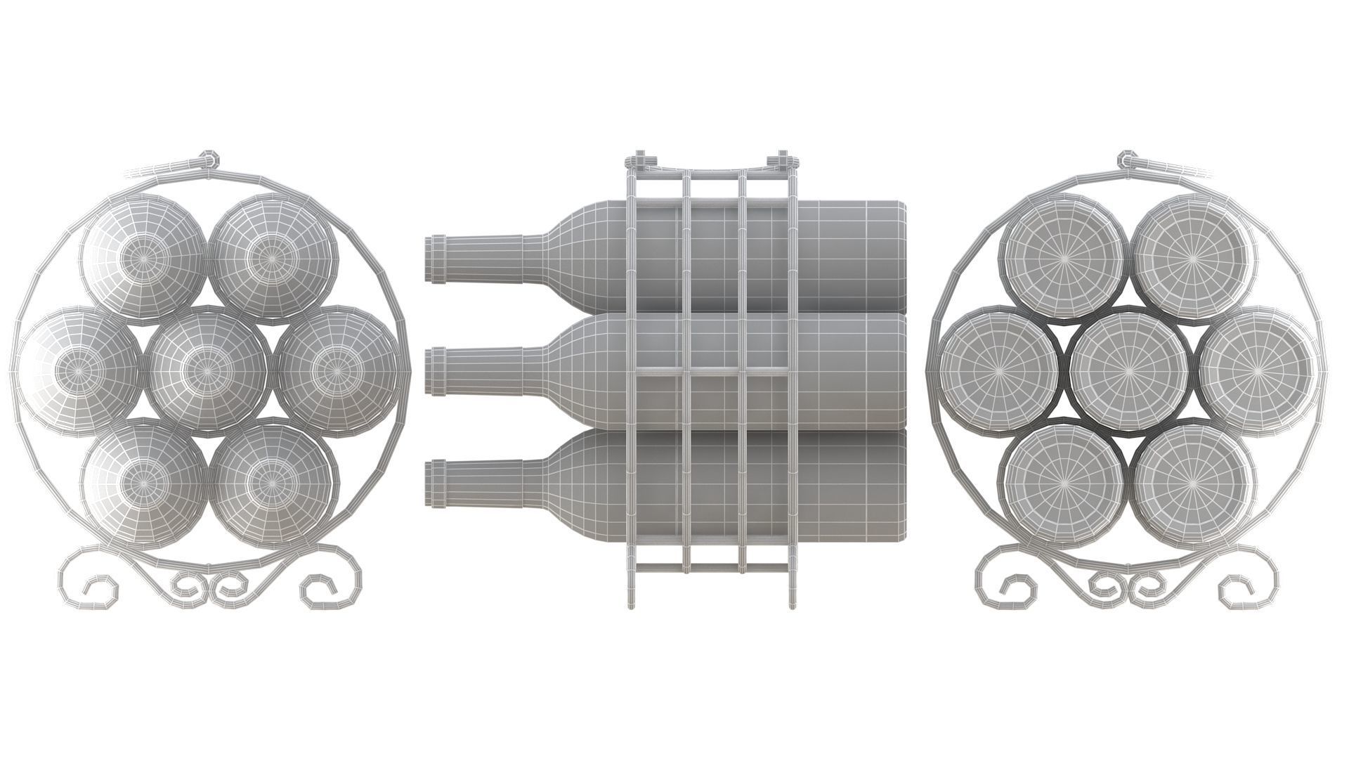 Circular Wine Rack Wine Bottles 3D model_24