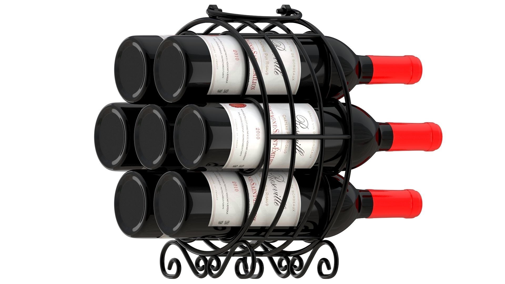 Circular Wine Rack Wine Bottles 3D model_4