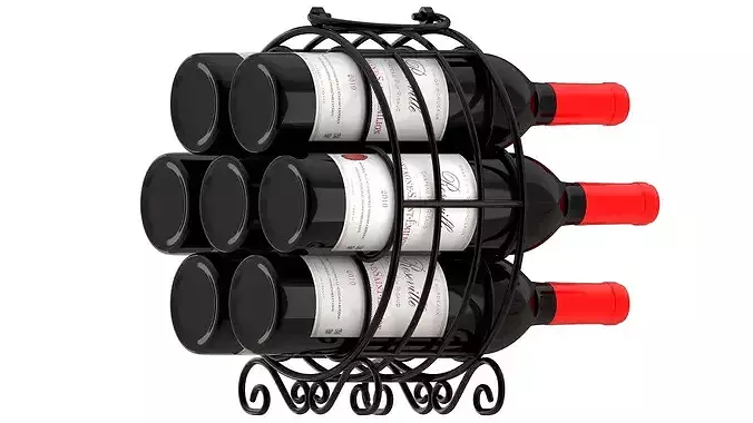 Circular Wine Rack Wine Bottles 3D model 5
