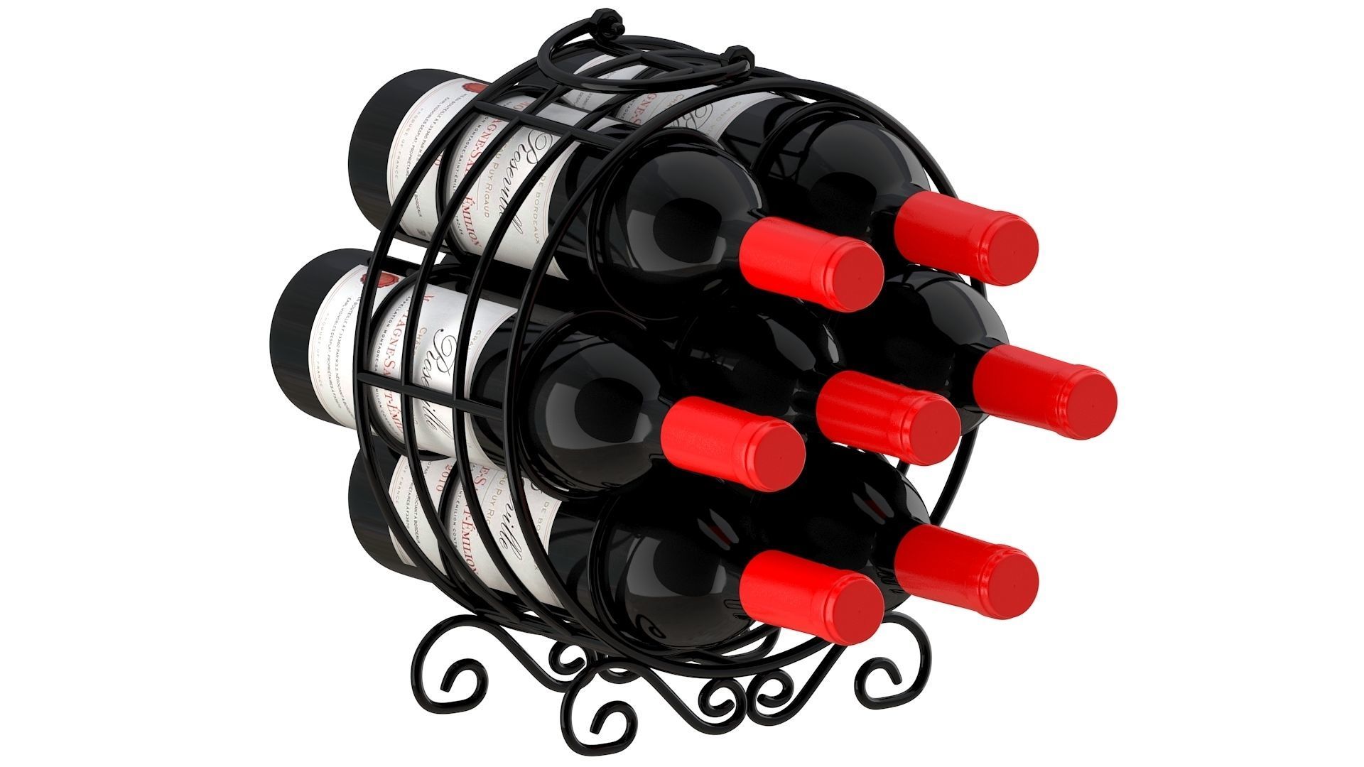 Circular Wine Rack Wine Bottles 3D model_1