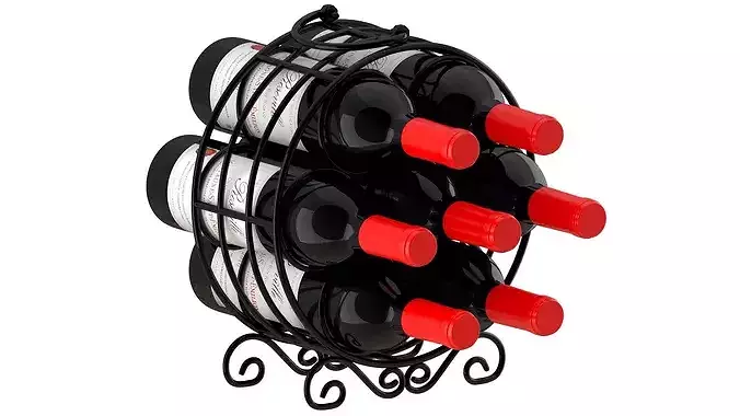 Circular Wine Rack Wine Bottles 3D model 2