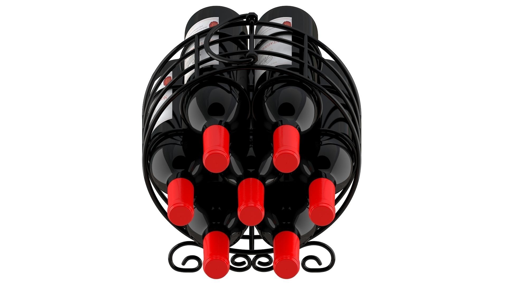 Circular Wine Rack Wine Bottles 3D model_5