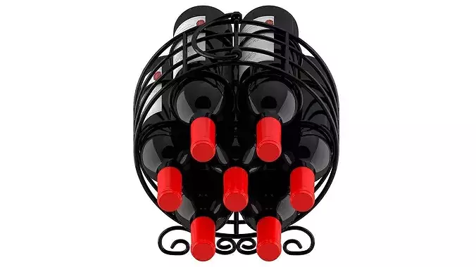 Circular Wine Rack Wine Bottles 3D model 6