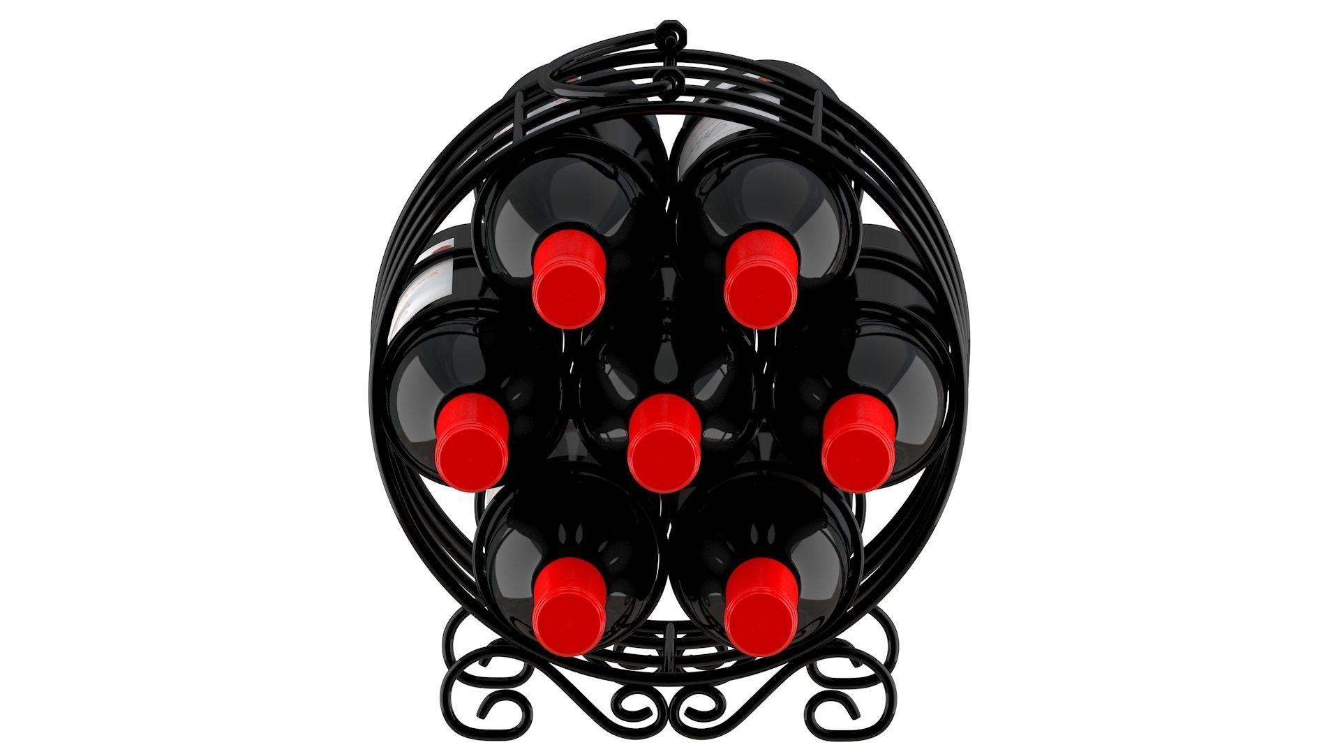 Circular Wine Rack Wine Bottles 3D model_3
