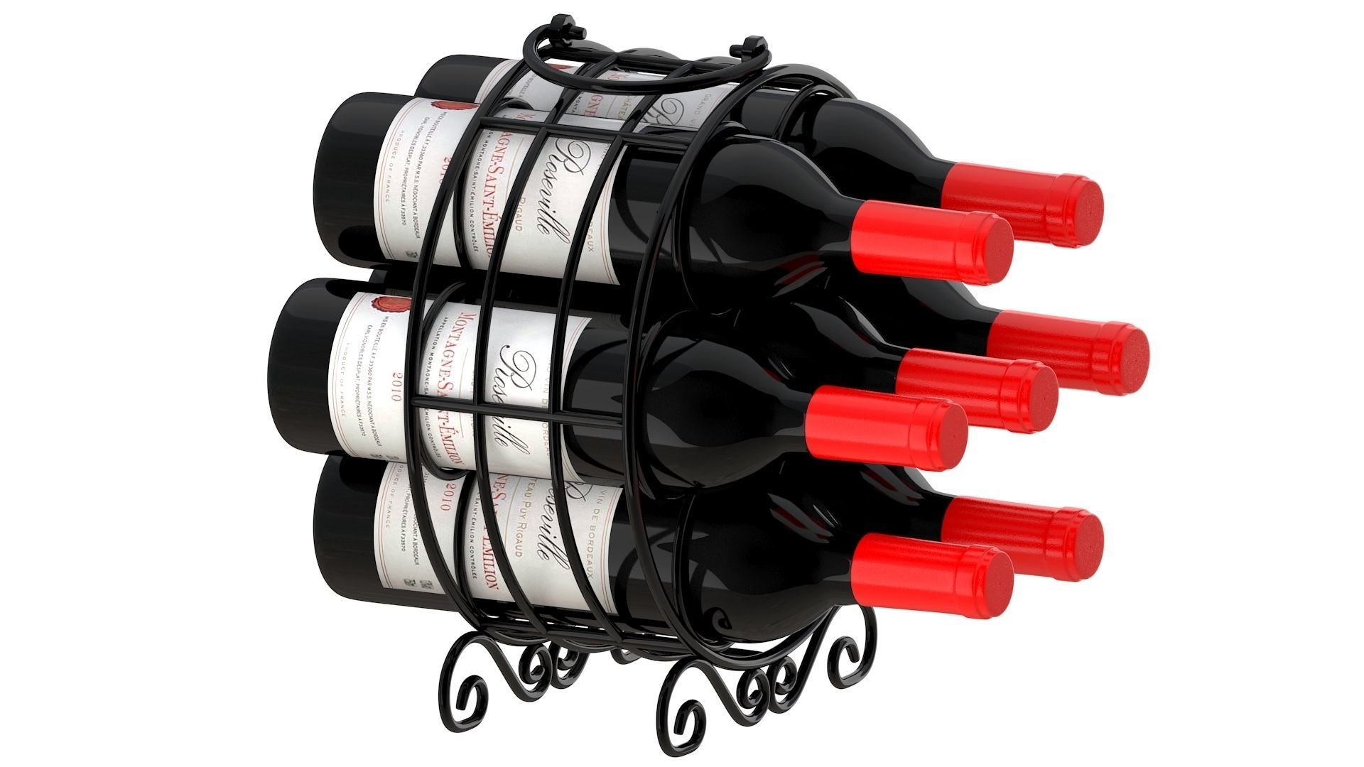 Circular Wine Rack Wine Bottles 3D model_2