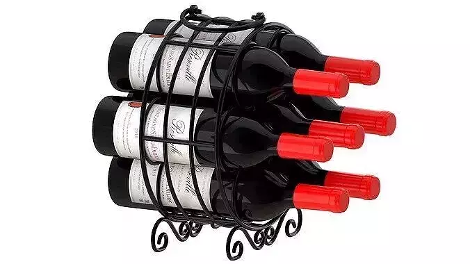 Circular Wine Rack Wine Bottles 3D model 3