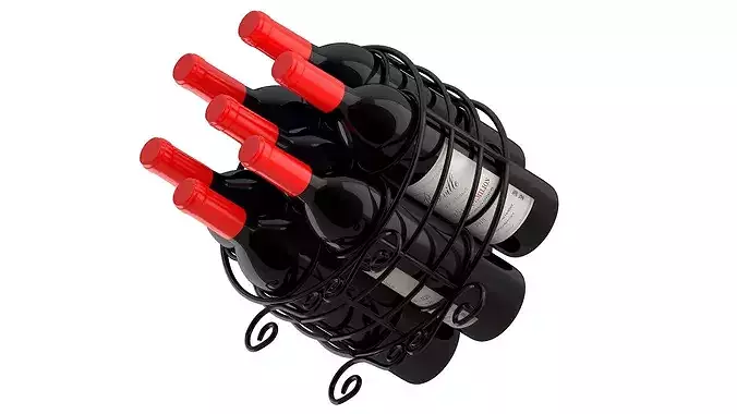 Circular Wine Rack Wine Bottles 3D model 7