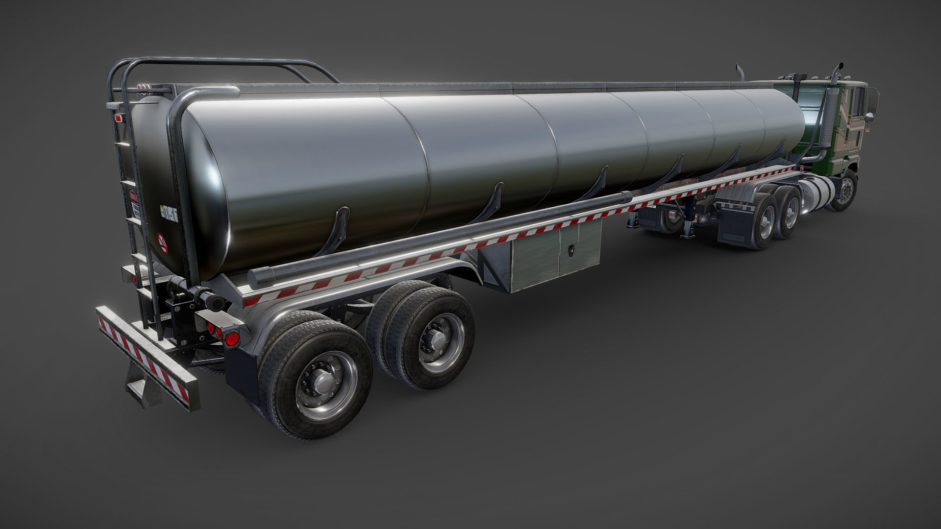 Industrial cabover tanker semitruck Low-poly 3D model_26