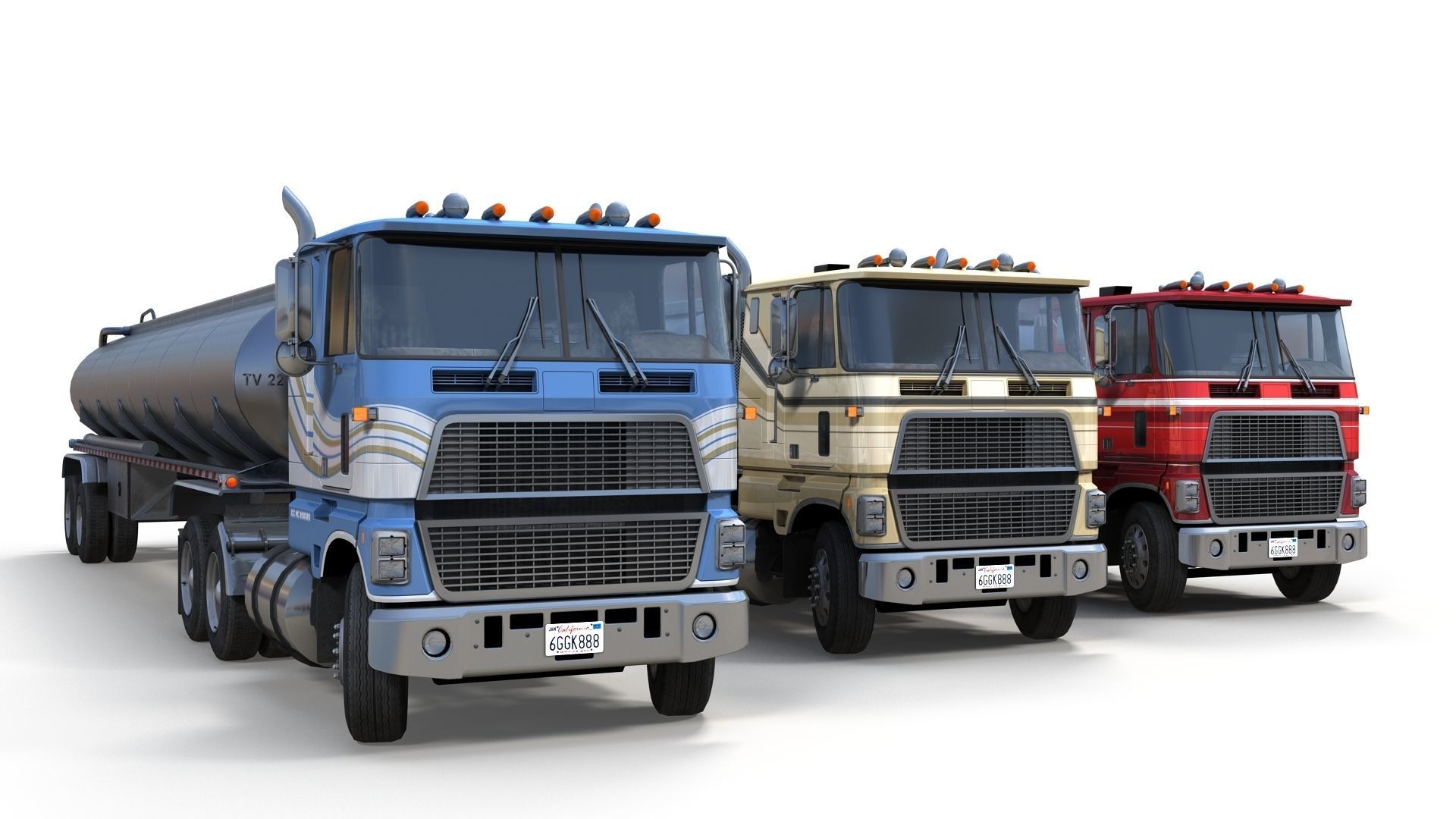 Industrial cabover tanker semitruck Low-poly 3D model_15