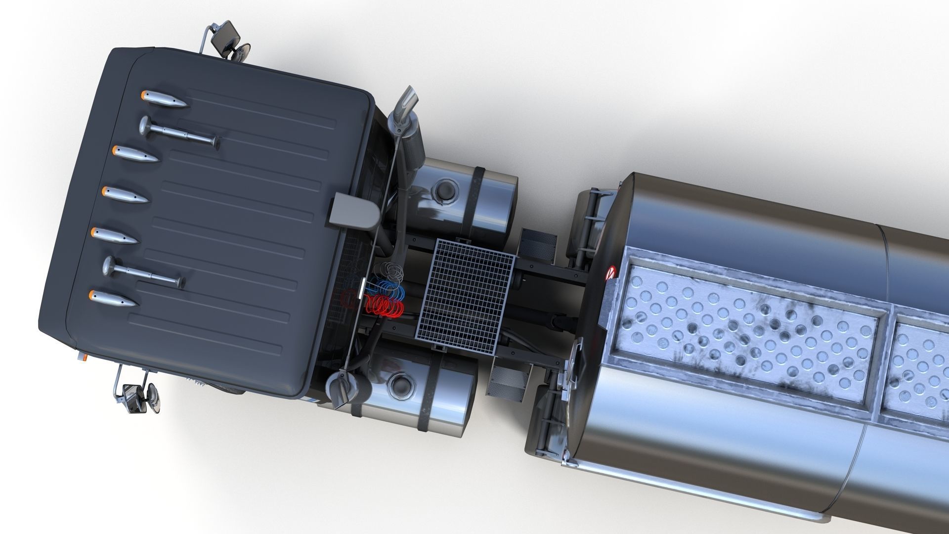 Industrial cabover tanker semitruck Low-poly 3D model_9