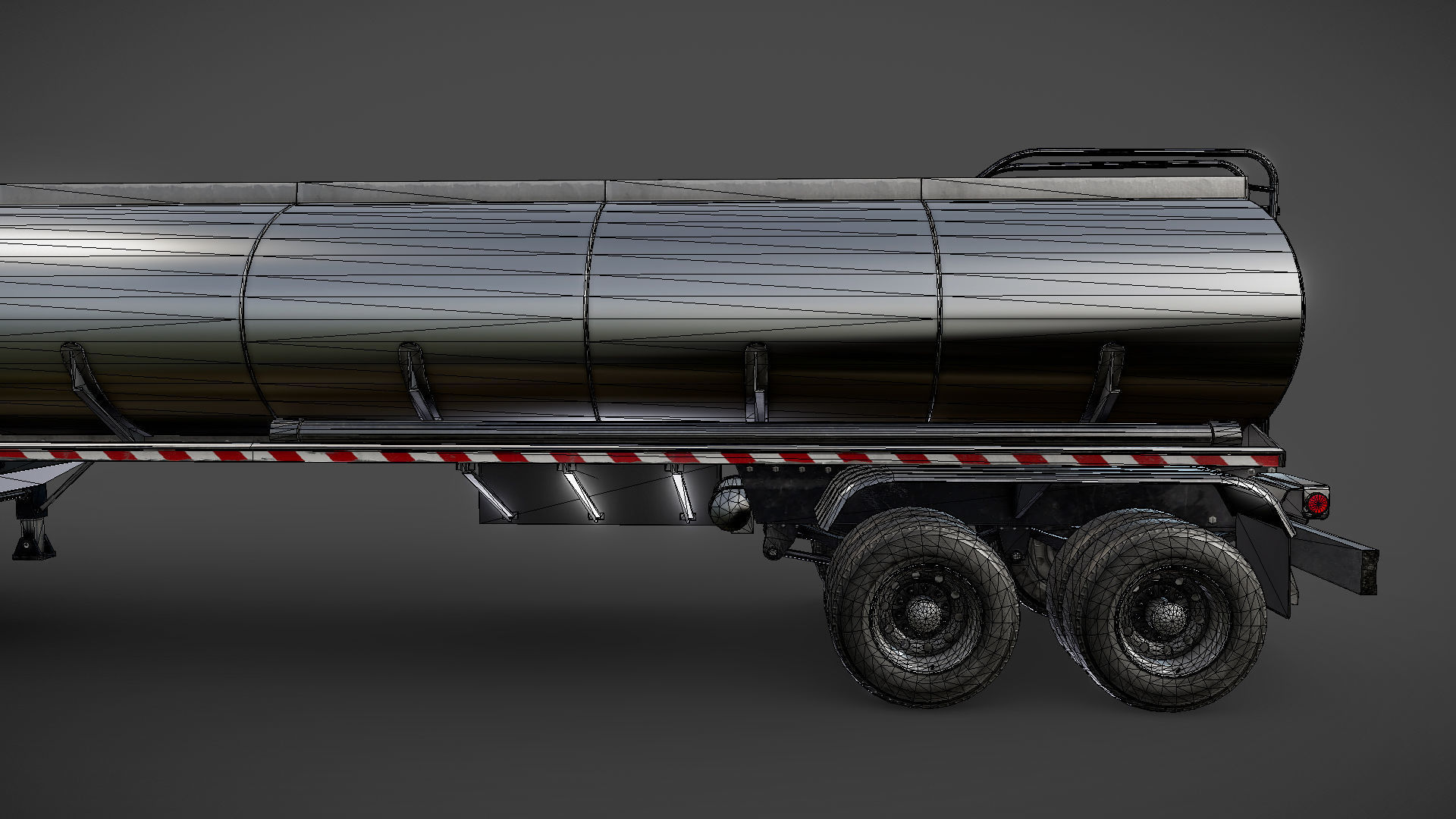 Industrial cabover tanker semitruck Low-poly 3D model_35